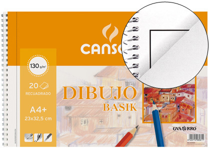 BLOCO DE DESENHO BASIK DIN A4+ ESPIRAL 23 X 32.5 CM20 FOLHAS MICROPERFURADO -2 FUROS COM ESQUADRIA