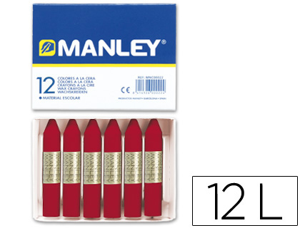 LAPIS DE CERA MANLEY UNICOLOR CARMIM PERMANENTE CAIXA DE 12 N.10