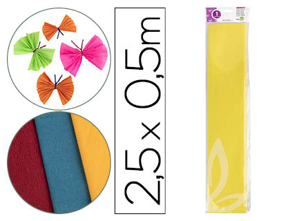 PAPEL CREPE EM CELOFANE LIDERPAPEL 50 CM X 2,5 M AMARELO CLASSICO