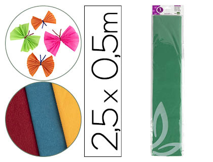 PAPEL CREPE EM CELOFANE LIDERPAPEL 50 CM X 2,5 M VERDE CLASSICO