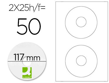 ETIQUETAS ADESIVAS Q-CONNECT DIN A4 117 MM DIAMETRO