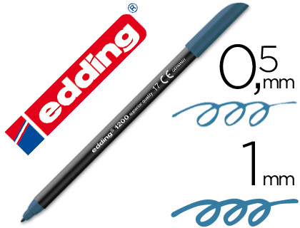 MARCADOR EDDING 1200 PONTA DE FIBRA REDONDA TRACO 1 MM N.17 AZUL ACO
