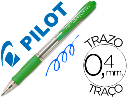 ESFEROGRAFICA PILOT SUPER GRIP VERDE CLARO -RETRATIL -COM GRIP-TINTA BASE DE OLEO