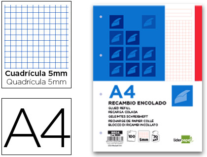 BLOCO/RECARGA LIDERPAPEL COLADO DIN A4 100 F VERMELHO