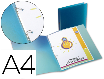 PASTA LIDERPAPEL POLIPROPILENO DIN A4 2 ANEIS REDONDOS MINI 15 MM AZUL