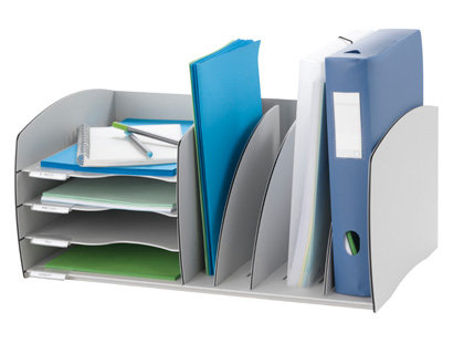 ORGANIZADOR DE ARMARIO PAPERFLOW CINZA COMPOSTO POR ESPACO DE ARQUIVO E 4 TABULEIROS 245 X 593 X 340 MM