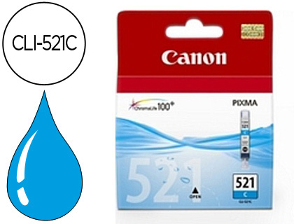 TINTEIRO CANON CLI-521C CIAN PIXMA MP620/630/980 IP3600/4600