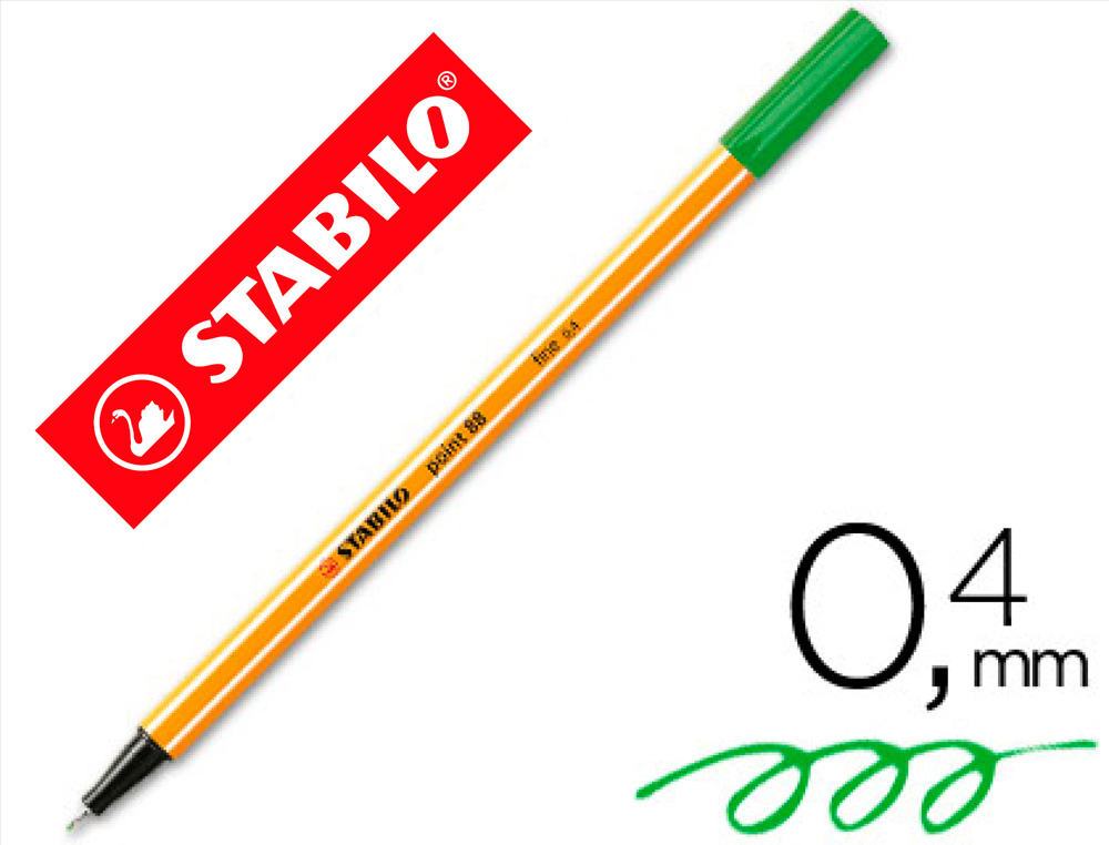 MARCADOR STABILO PONTA DE FIBRA POINT 88 VERDE PINO 0,4 MM