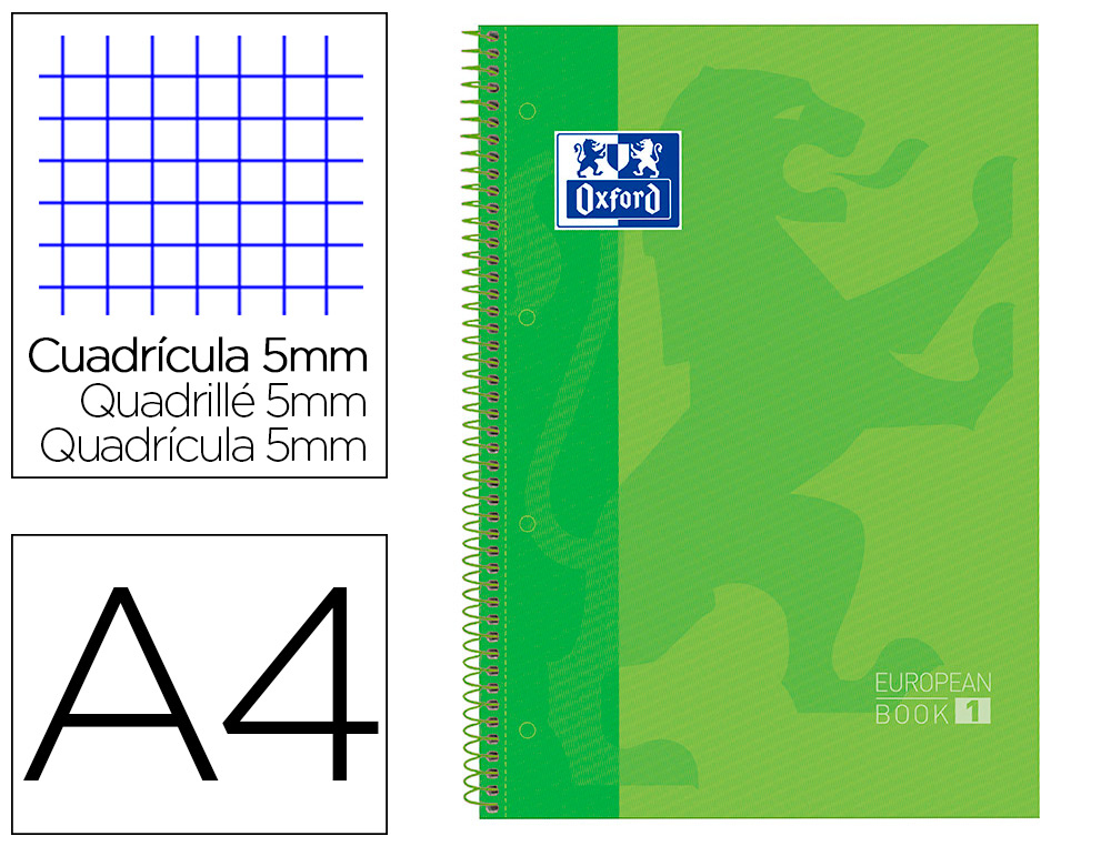 CADERNO ESPIRAL OXFORD CAPA EXTRADURA MICROPERFURADO DIN A4 80 F QUADRICULA 5MM COR VERDE
