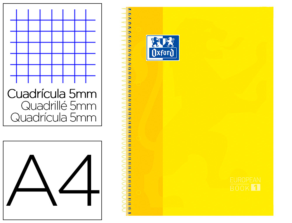 CADERNO ESPIRAL OXFORD CAPA EXTRADURA MICROPERFURADO DIN A4 80 F QUADRICULA 5MM COR AMARELO