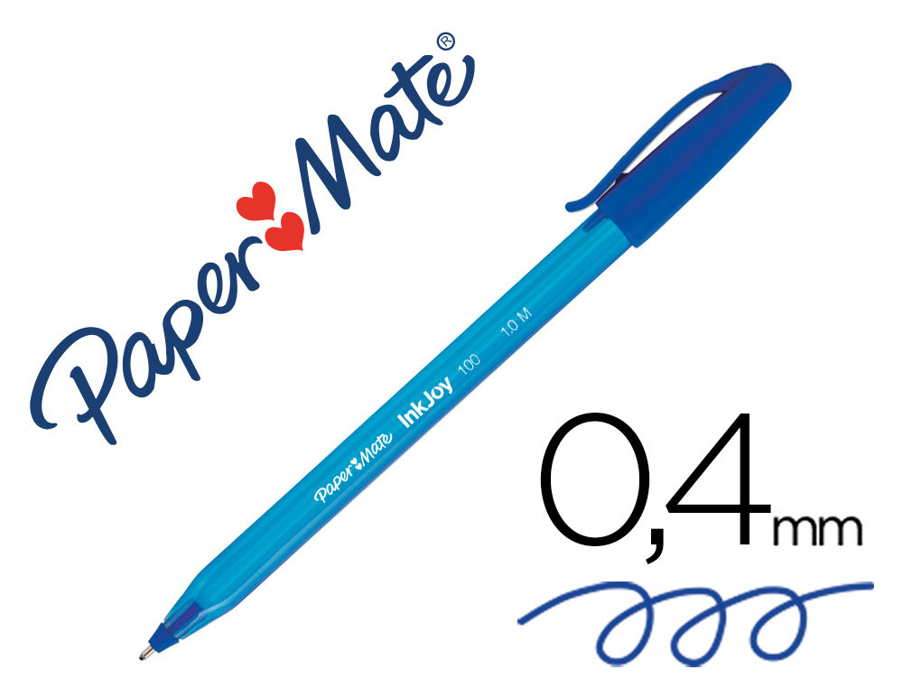 ESFEROGRAFICA PAPER MATE INKJOY 100 PONTA MEDIA TRAZO 1 MM AZUL