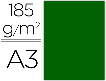 CARTOLINA GUARRO DIN A3 VERDE BILHAR 185 GR PACK DE 50 FOLHAS