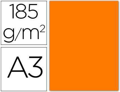 CARTOLINA GUARRO DIN A3 LARANJA FLUORESCENTE 185 GR PACK DE 50 FOLHAS