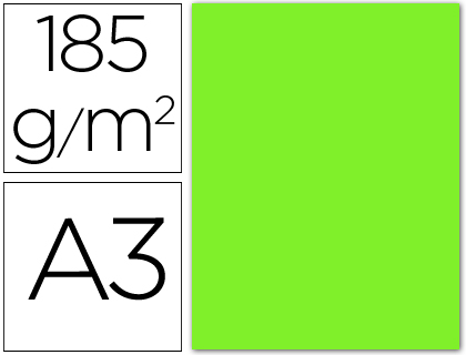 CARTOLINA GUARRO DIN A3 VERDE FLUORESCENTE 250 GR PACK DE 50FOLHAS
