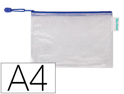 BOLSA MULTIUSOS TARIFOLD PVC DIN A4 ABERTURA SUPERIOR COM FECHO PORTA ESFEROGRAFICA E CORREIA AZUL