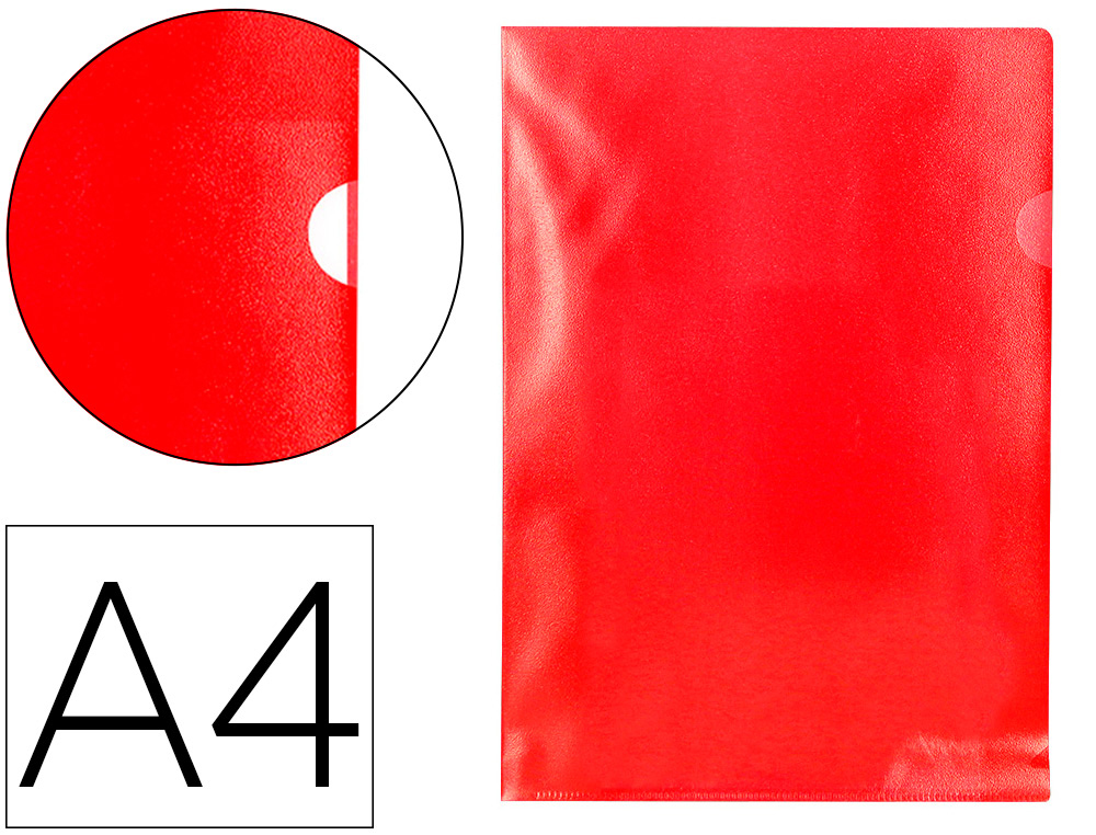 BOLSA DOSSIER Q-CONNECT EM PLASTICO DIN A4 120 MICRONS VERMELHA CAIXA DE 100 UNIDADES