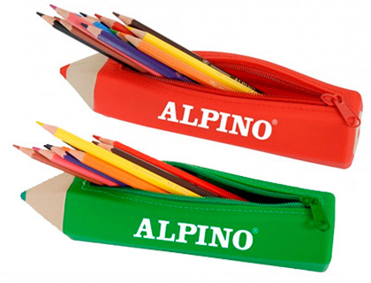 ESTOJO ESCOLAR ALPINO FORMA LAPIS SOFT COM 12 LAPIS DE COR