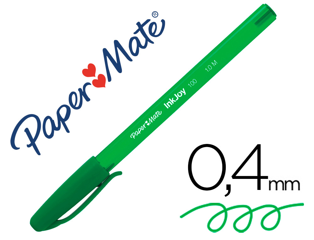 ESFEROGRAFICA PAPER MATE INKJOY 100 PONTA MEDIA TRACO 1 MM VERDE