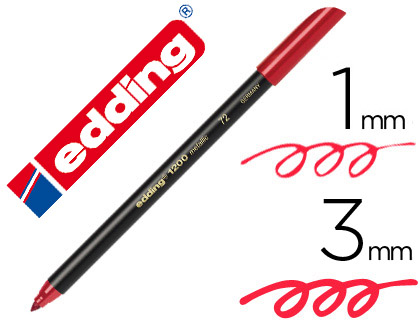 MARCADOR EDDING 1200 PONTA DE FIBRA REDONDA TRACO 1-3 MM N.72 VERMELHO METALIZADO