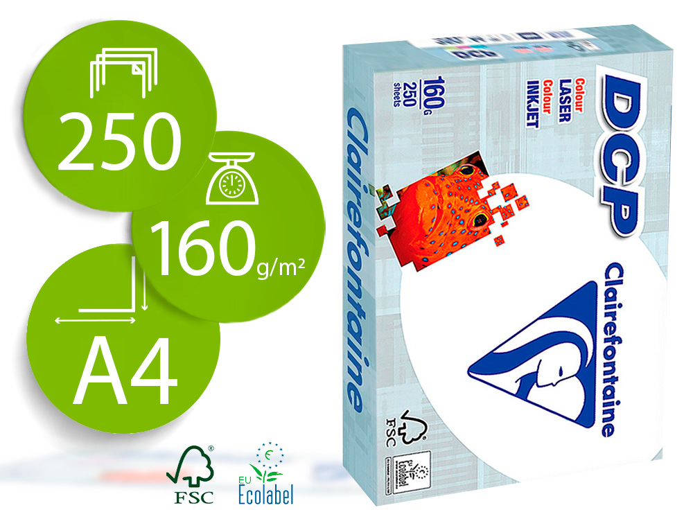 PAPEL FOTOCOPIA CLAIREFONTAINE DIN A4 160 GR EMBALAGEM DE 250 FOLHAS