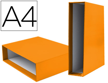CAIXA PARA PASTA DE ARQUIVO DE ALAVANCA LIDERPAPEL DOCUMENTA DIN A4 LOMBADA 75 MM LARANJA