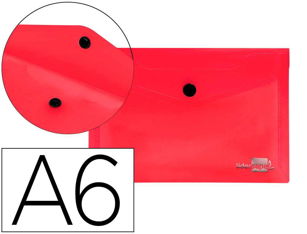 BOLSA PORTA DOCUMENTOS LIDERPAPEL COM MOLA DIN A6 VERMELHO TRANSPARENTE