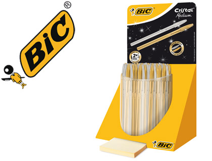 ESFEROGRAFICA BIC CRISTAL DOURADA E PRATEADA EXPOSITOR DE 40UNIDADES SORTIDAS