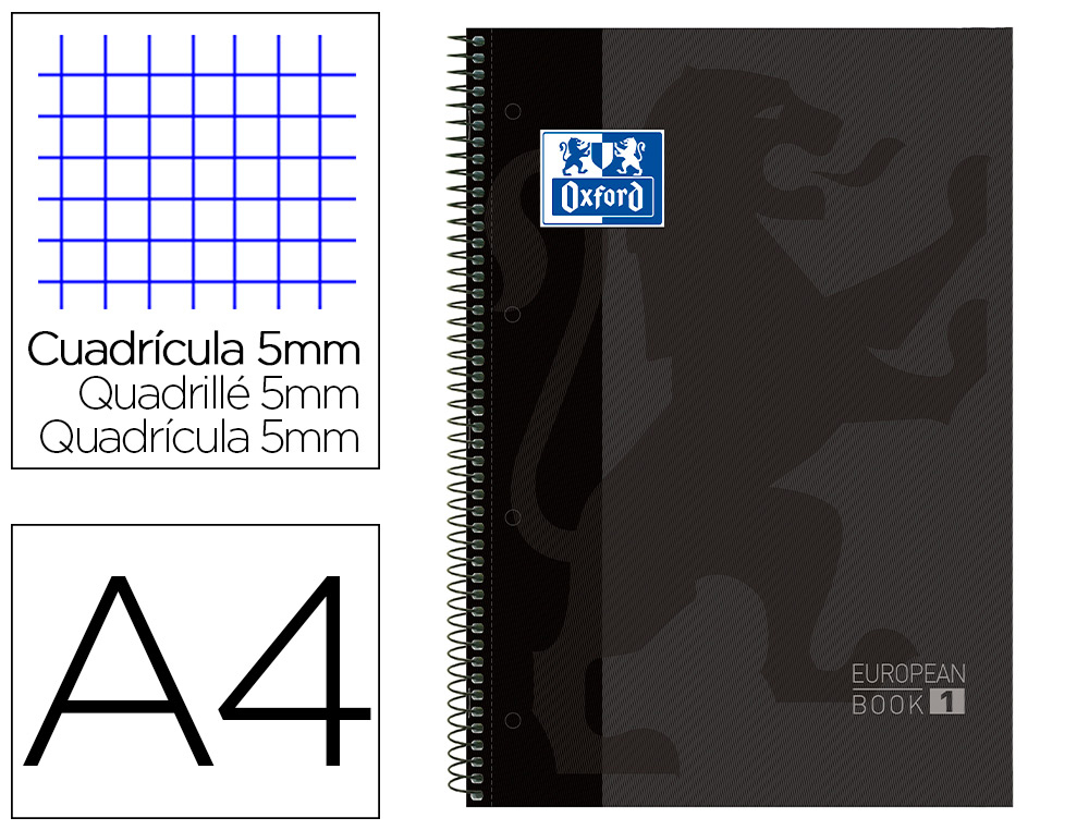 CADERNO ESPIRAL OXFORD CAPA EXTRADURA MICROPERFURADO DIN A4 80 F QUADRICULA 5 MM COR CINZA
