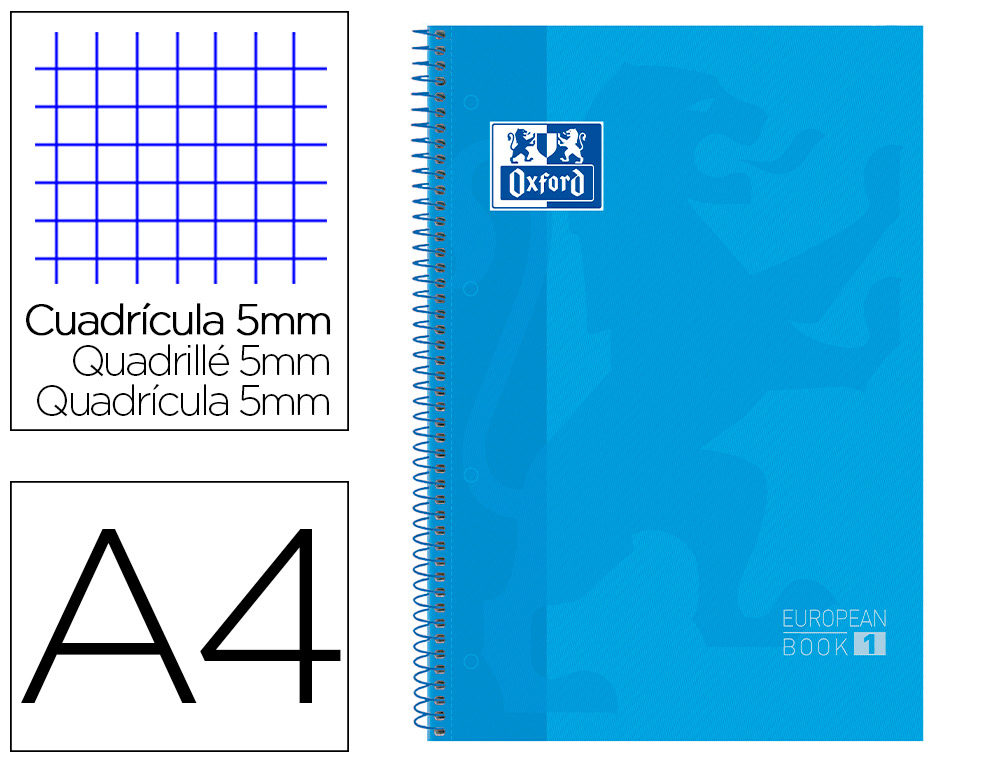 CADERNO ESPIRAL OXFORD CAPA EXTRADURA MICROPERFURADO DIN A4 80 F QUADRICULA 5 MM COR TURQUESA