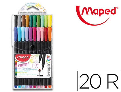 MARCADOR MAPED PONTA DE METAL GRAPH PEPS FINE LINER ESTOJO DE 20 CORES SORTIDAS
