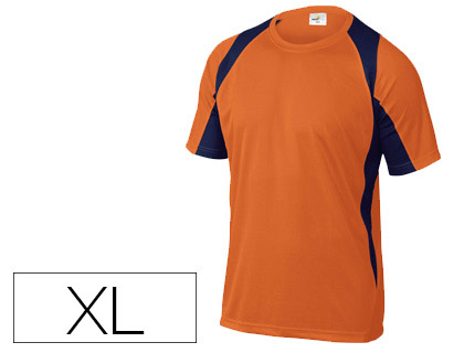 T-SHIRT DELTAPLUS POLIESTER MANGA CURTA COLARINHO REDONDO TRATAMENTO SECAGEM RAPIDA COR LARANJA-MARINHO TAMANHO XL