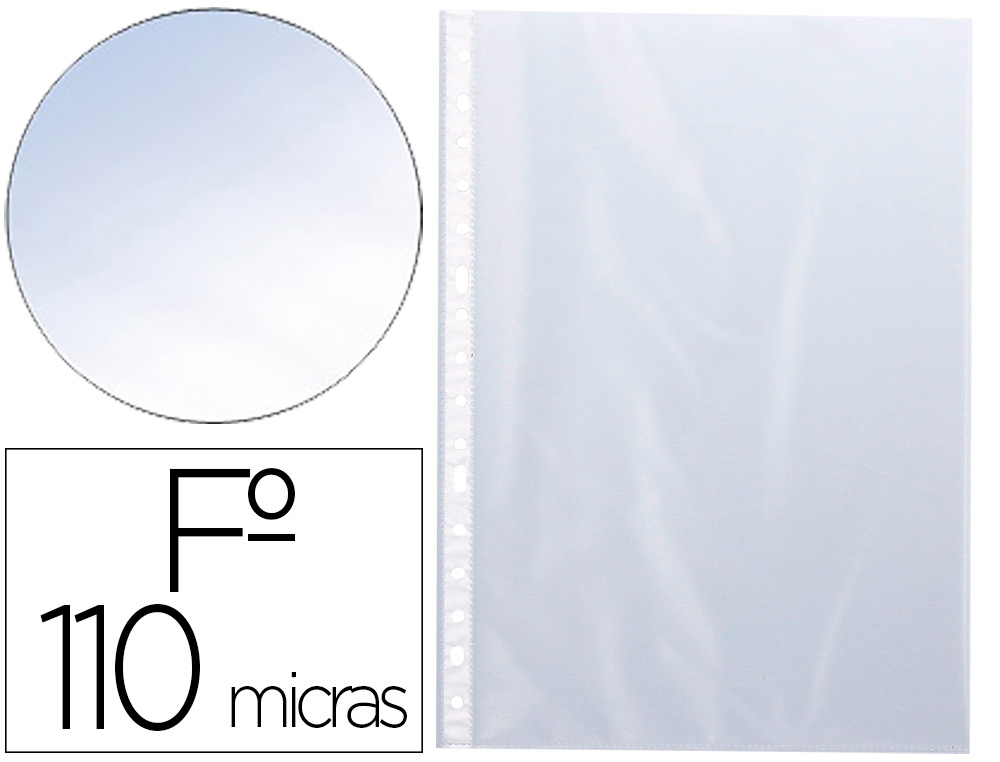 BOLSA CATALOGO/MICA Q-CONNECT FOLIO PVC 110 MICRONS CRISTAL CAIXA DE 100 UNIDADES