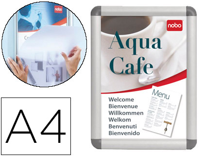 MOLDURA PORTA ANUNCIOS NOBO CLIPDOWN DIN A4 DE ALUMINIO COM CANTOS 24,8X37X1,7 CM