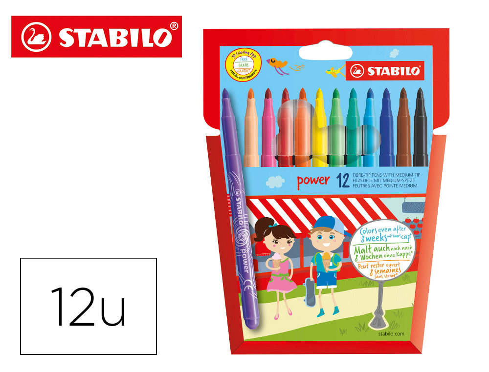 MARCADOR STABILO POWER CAIXA DE 12 CORES