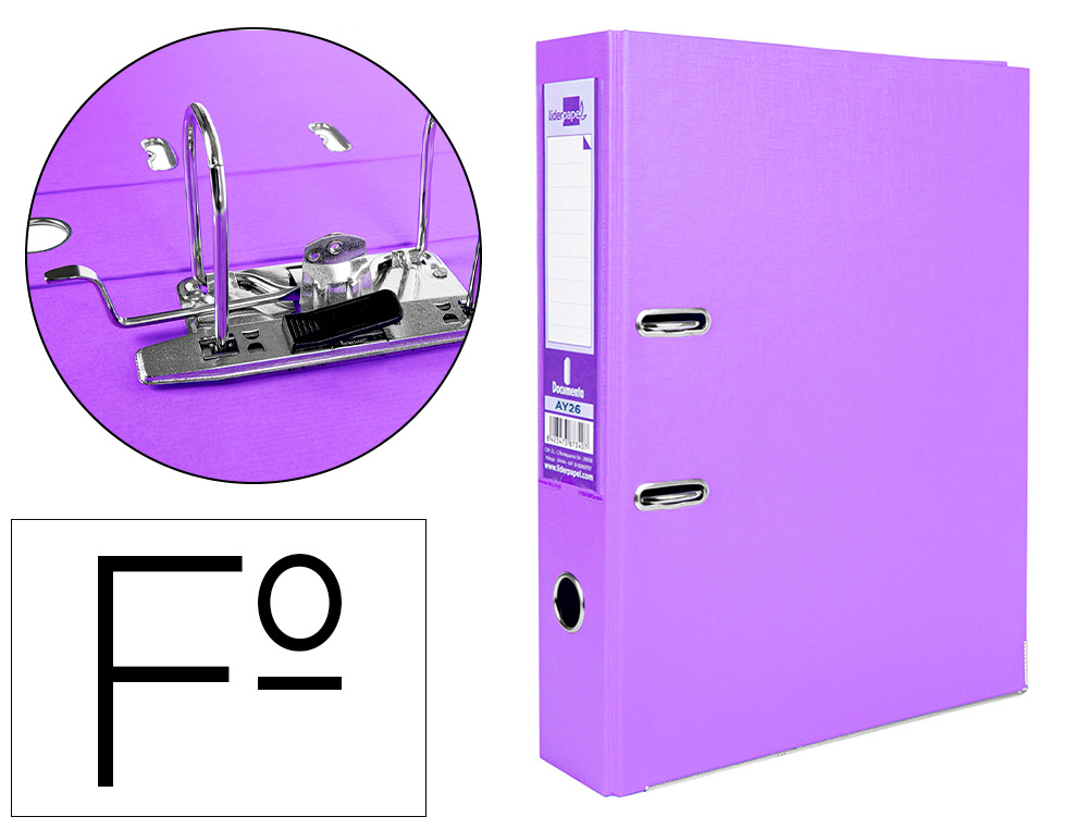 PASTA DE ARQUIVO DE ALAVANCA LIDERPAPEL DOCUMENTA PVC FOLIO LOMBADA 75 MM LILAS