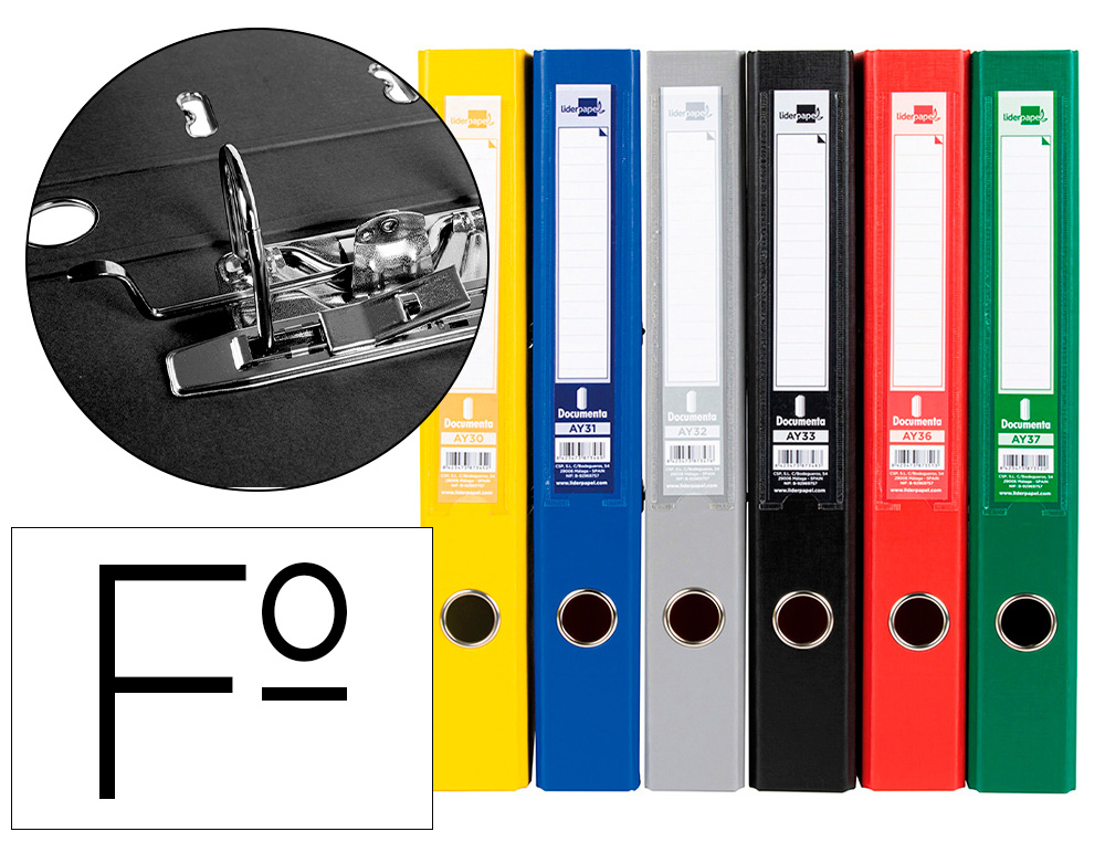 PASTA DE ARQUIVO DE ALAVANCA LIDERPAPEL DOCUMENTA PVC FOLIO LOMBADA 52 MM CORES SORTIDAS CLASSIC AZUL CINZA, PRETO VERME