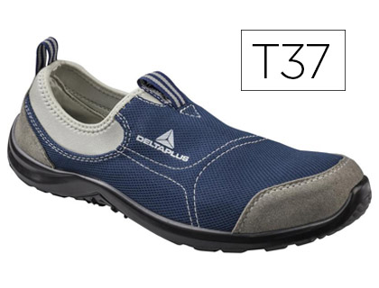 SAPATOS DE SEGURANCA DELTAPLUS DE POLIESTER E ALGODAO COM PALMILHA E PONTEIRA DE ACO COR AZUL MARINHO TAMANHO 37