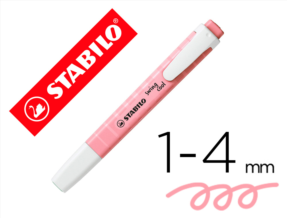MARCADOR FLUORESCENTE STABILO SWING COOL PASTEL ROSA