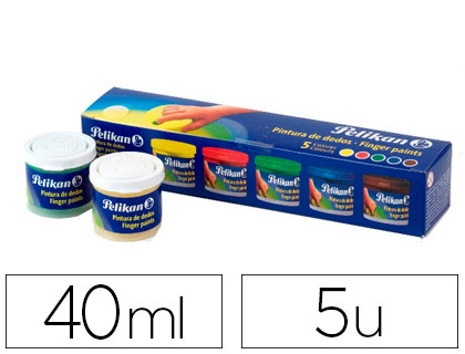 PINTURA DE DEDOS PELIKAN 40 ML SET DE 5 CORES SORTIDAS