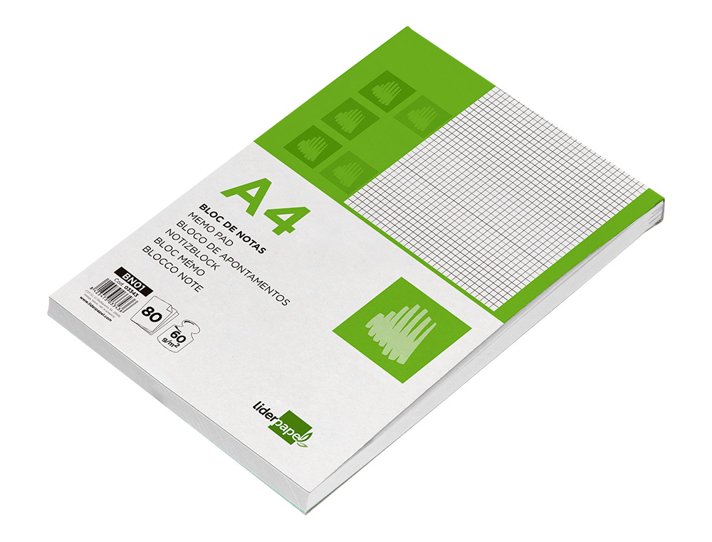 BLOCO DE APONTAMENTOS LIDERPAPEL DIN A4 80 F QUADRICULADO
