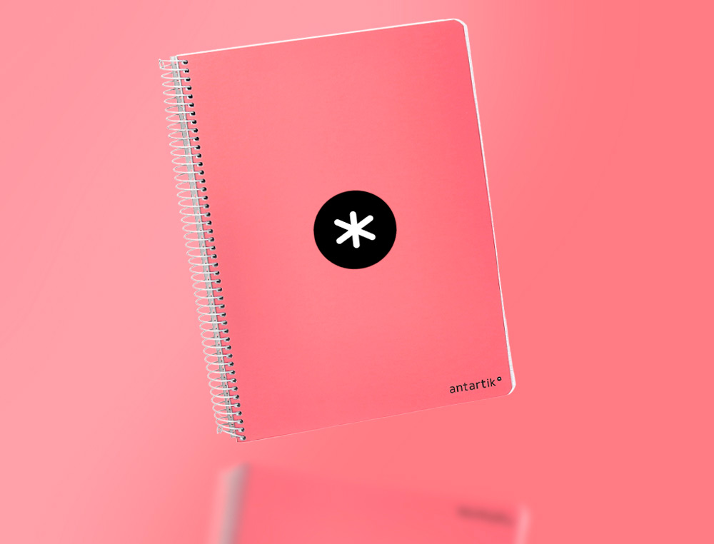 CADERNO ESPIRAL LIDERPAPEL DIN A4 ANTARTIK CAPA DURA 80 F 100 GR QUADRICULA 5 MM COM MARGEM COR CORAL