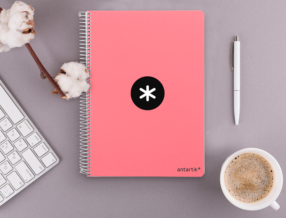 CADERNO ESPIRAL LIDERPAPEL DIN A4 ANTARTIK CAPA DURA 80 F 100 GR QUADRICULA 5 MM COM MARGEM COR CORAL