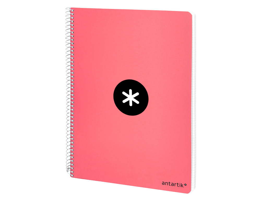 CADERNO ESPIRAL LIDERPAPEL DIN A4 ANTARTIK CAPA DURA 80 F 100 GR QUADRICULA 5 MM COM MARGEM COR CORAL