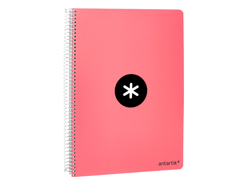 CADERNO ESPIRAL LIDERPAPEL DIN A4 ANTARTIK CAPA DURA 80 F 100 GR QUADRICULA 5 MM COM MARGEM COR CORAL