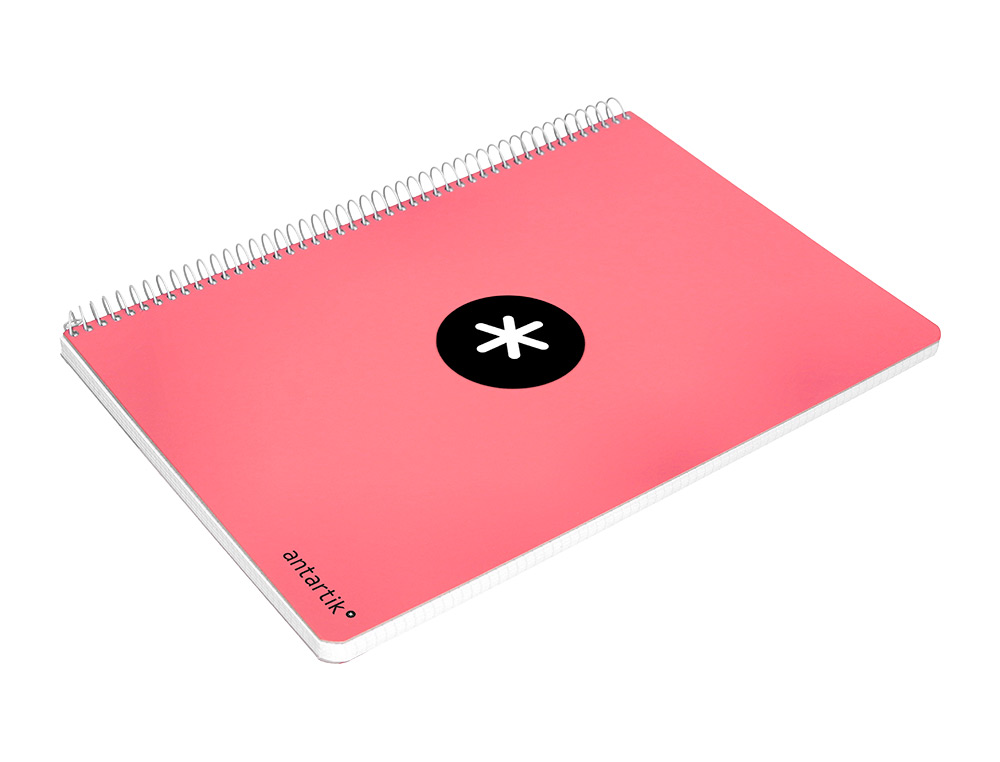 CADERNO ESPIRAL LIDERPAPEL DIN A4 ANTARTIK CAPA DURA 80 F 100 GR QUADRICULA 5 MM COM MARGEM COR CORAL