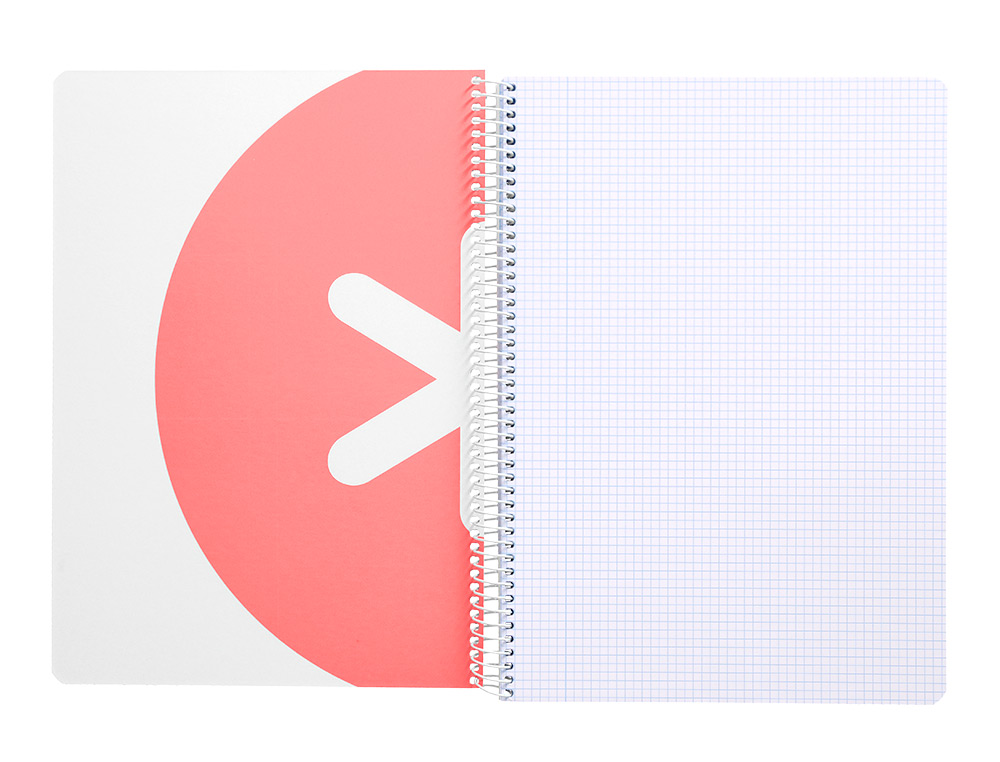 CADERNO ESPIRAL LIDERPAPEL DIN A4 ANTARTIK CAPA DURA 80 F 100 GR QUADRICULA 5 MM COM MARGEM COR CORAL