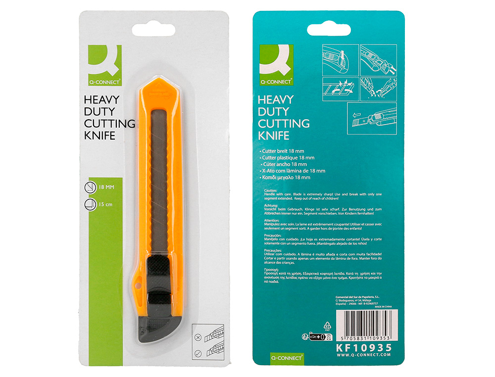 X-ATO Q-CONNECT LARGO DE PLSTICO LAMINA DE ACO 18 MM DE LARGURA COMPRIMENTO 150 MM BLISTER DE 1 UNIDADE