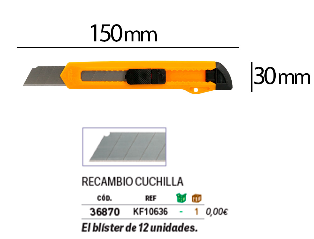 X-ATO Q-CONNECT LARGO DE PLSTICO LAMINA DE ACO 18 MM DE LARGURA COMPRIMENTO 150 MM BLISTER DE 1 UNIDADE