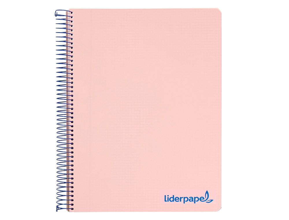 CADERNO ESPIRAL LIDERPAPEL WONDER MICRO DIN A4 CAPA PLASTICO 120 F 90 GR QUADRICULA 5 MM 5 BANDAS DE CORES 4 FUROS ROSA