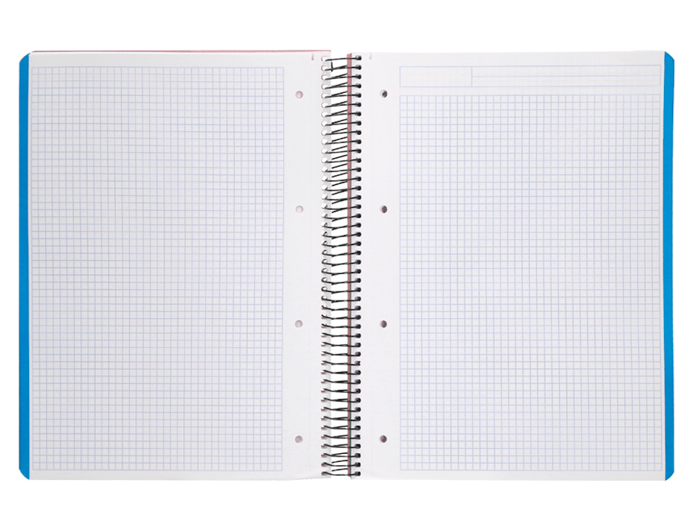 CADERNO ESPIRAL LIDERPAPEL WONDER MICRO DIN A4 CAPA PLASTICO 120 F 90 GR QUADRICULA 5 MM 5 BANDAS DE CORES 4 FUROS ROSA